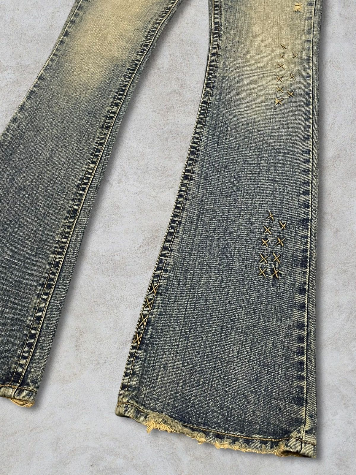 CIVARIZE Japanese Brand Women Punk Bootcut Bush Pants Mud Wash Jeans Size 26" / US 2 / IT 38 - 9 Thumbnail