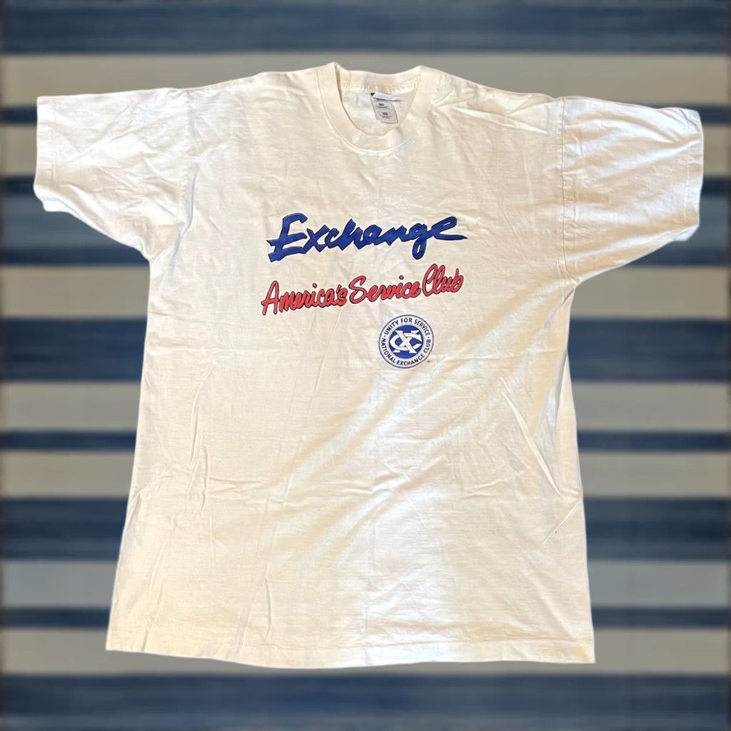 Vintage VTG Men’s Exchange America’s Servic Club T-Shirt Short Sleeve White Tee Sz 2XL Mens T-Shirt USA 1990s Size US XXL / EU 58 / 5 - 1 Thumbnail