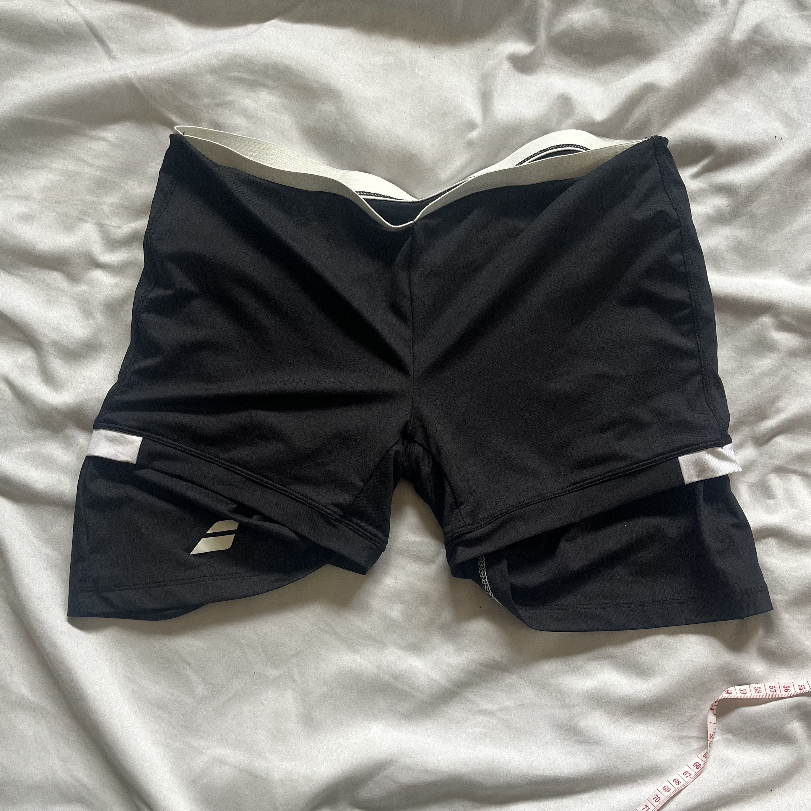 Other Babolat Double Layer Black and White Biker Shorts Size 28" / US 6 / IT 42 - 2 Thumbnail