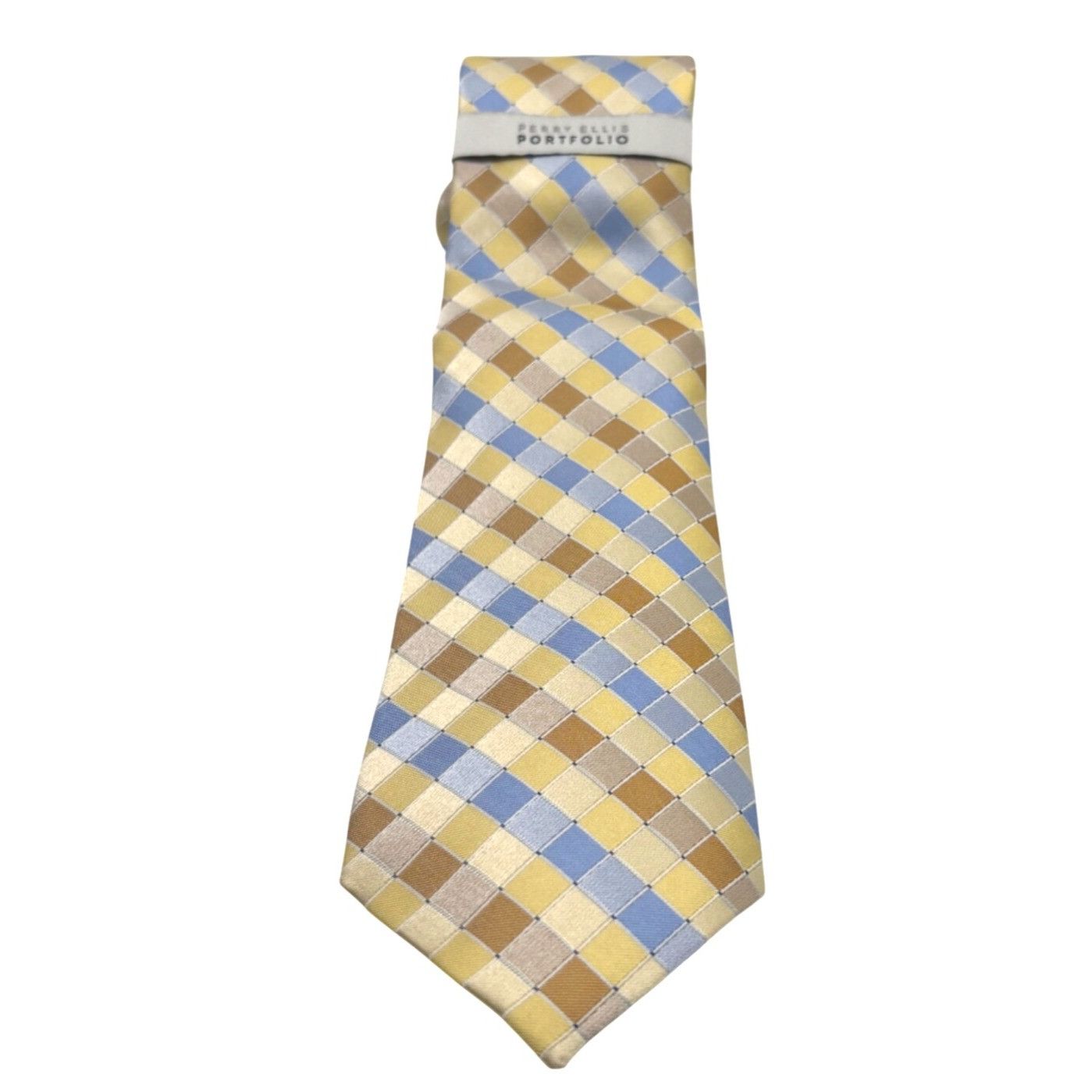 Perry Ellis Perry Ellis Portfolio Stolk Geo Slim Silk Tie, Yellow, OS Size ONE SIZE - 2 Thumbnail