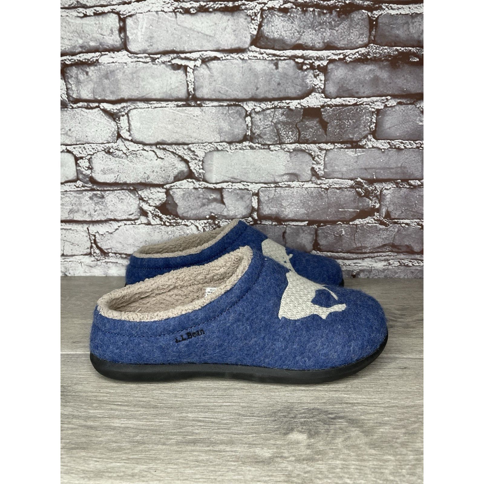 L.L. Bean LL Bean Daybreak Scuffs Blue Moose Motif Wool Clog Slippers Size US 10 / IT 40 - 19 Thumbnail