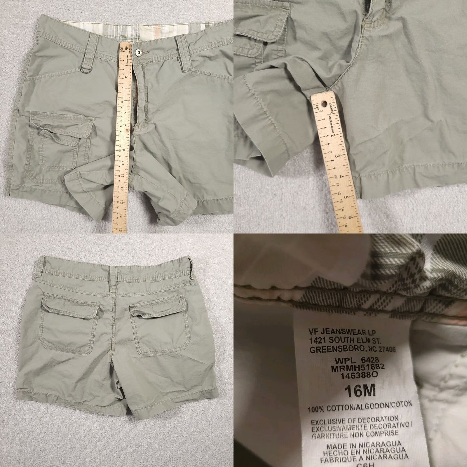 Lee Vtg Riders by Lee Cargo Shorts Women’s 16 Green 5" Mid Rise 5-Pocket Casual Cotton Blend Denim Style 90s Size 38" / US 16 / IT 52 - 8 Thumbnail