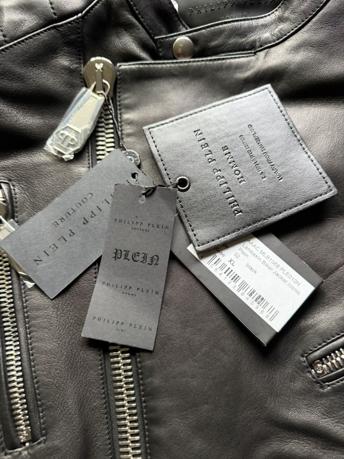 Philipp Plein Philipp Plein Lambskin Leather Biker Jacket Black / XL Size US XL / EU 56 / 4 - 8 Thumbnail