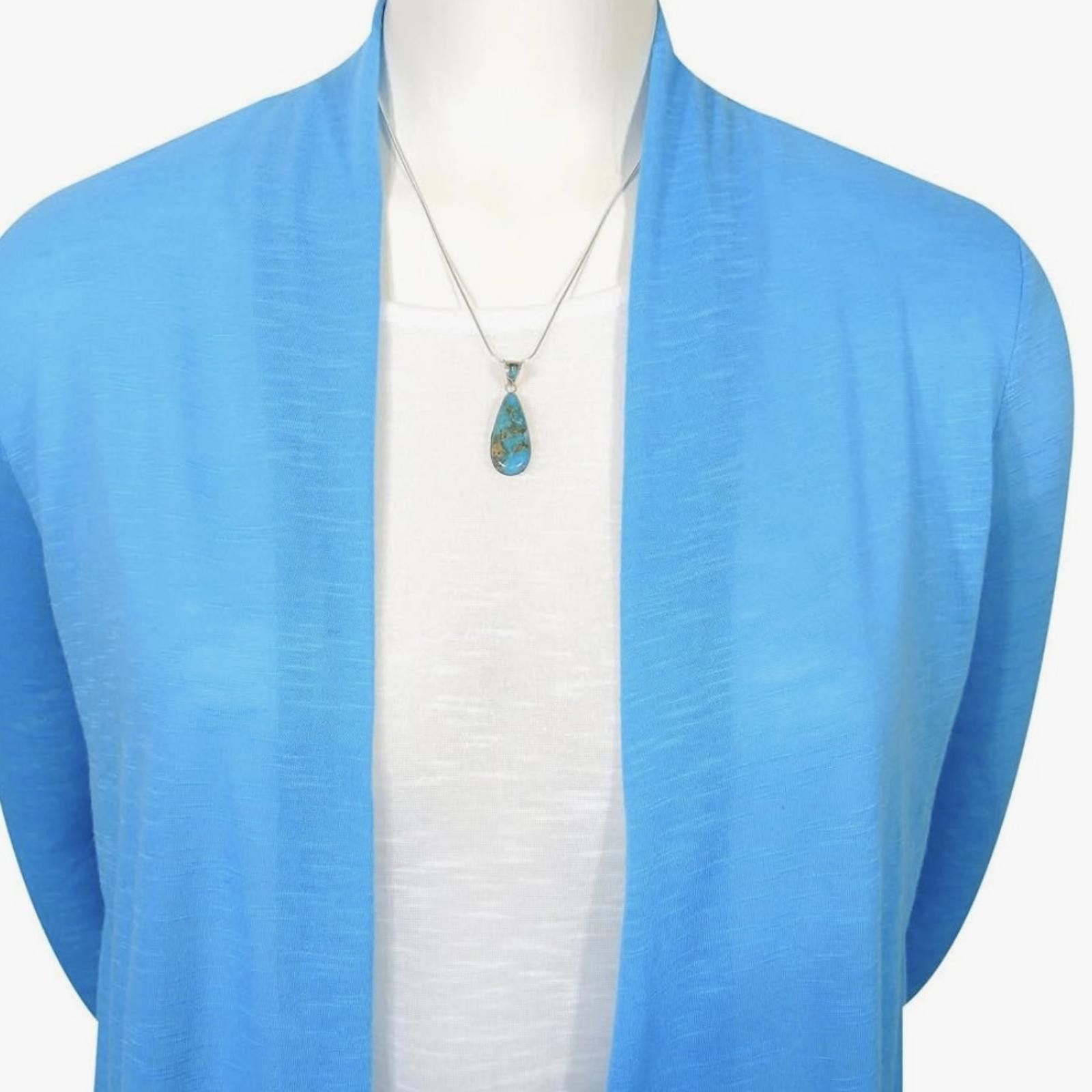 Designer Sterling Silver Genuine Turquoise Necklace and Earrings Set Size ONE SIZE - 5 Thumbnail