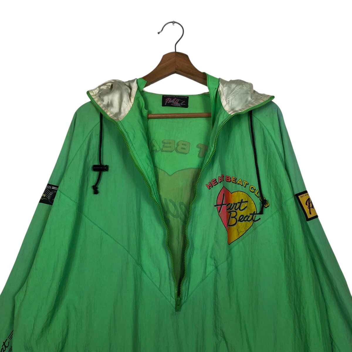 Japanese Brand 80s Heart Beat Club Neon Green Parka Vibration Surf Skate Size US M / EU 48-50 / 2 - 15 Thumbnail