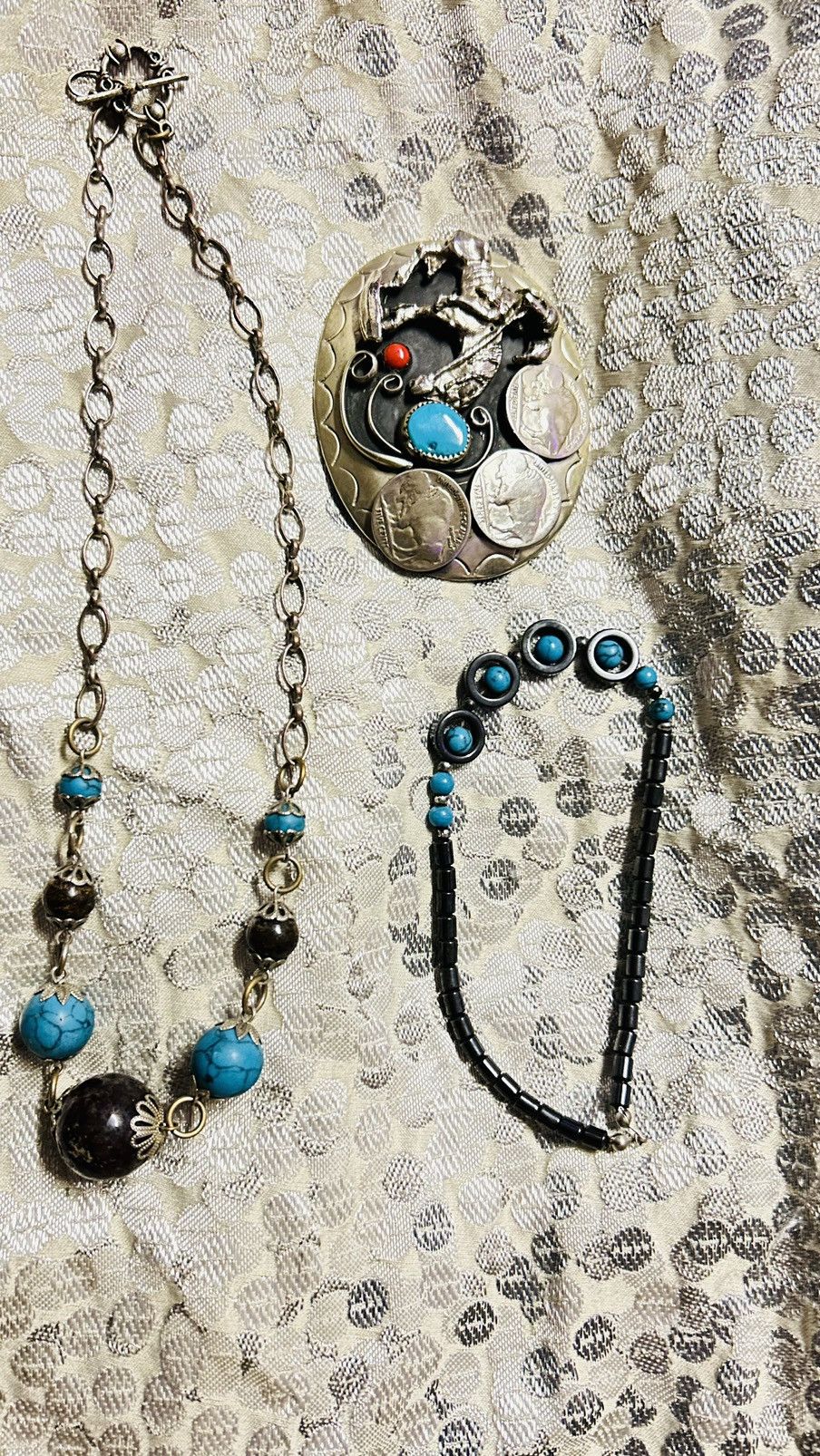 Native × Vintage VINTAGE END OF TRAIL TURQUOISE CORAL BELTBUCKLE Size ONE SIZE - 2 Thumbnail