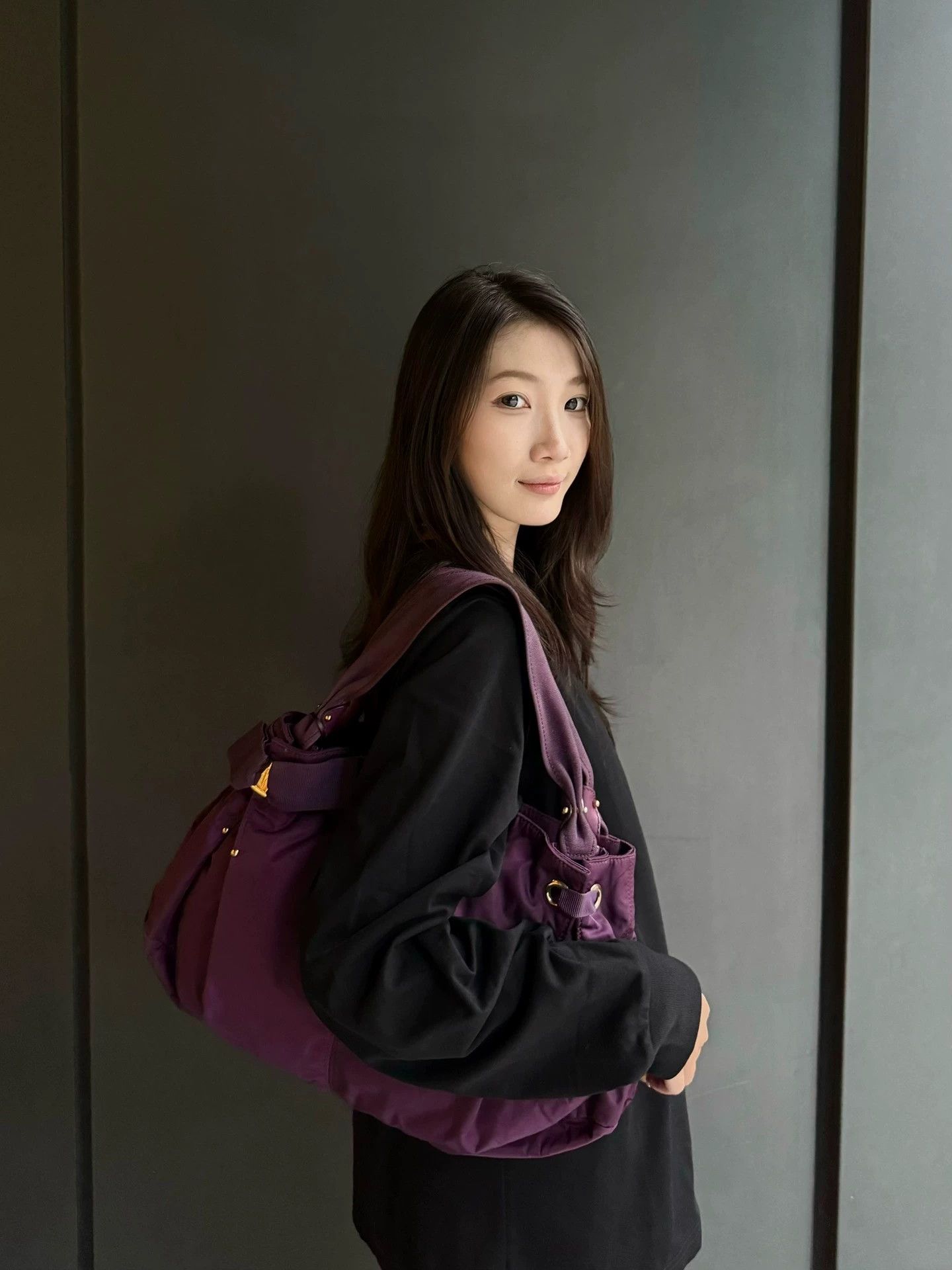 Prada Prada Nylon Studded Shoulder Bag Deep Purple Size ONE SIZE - 2 Thumbnail