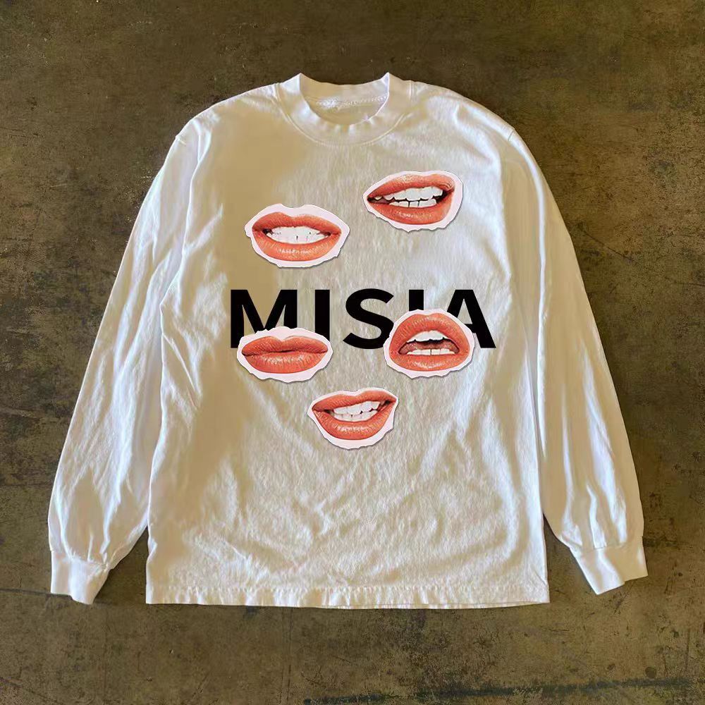 Japanese Brand × Vintage Mouth print white loose washed long sleeve tee Size US L / EU 52-54 / 3 - 1 Thumbnail
