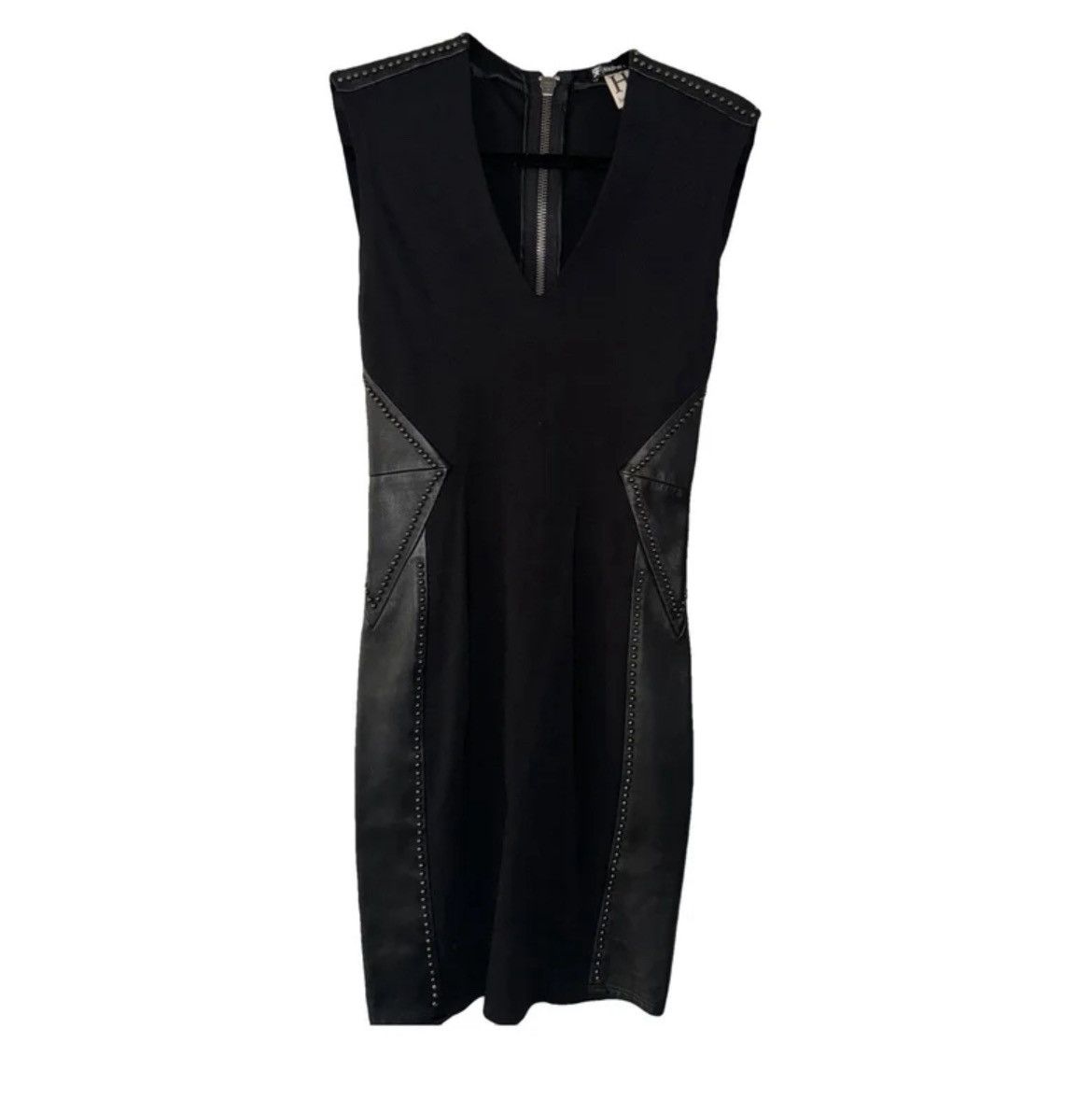 Haute Hippie Haute Hippie Black Sleeveless Lambskin Leather studded Dress Size XS / US 0-2 / IT 36-38 - 2 Thumbnail