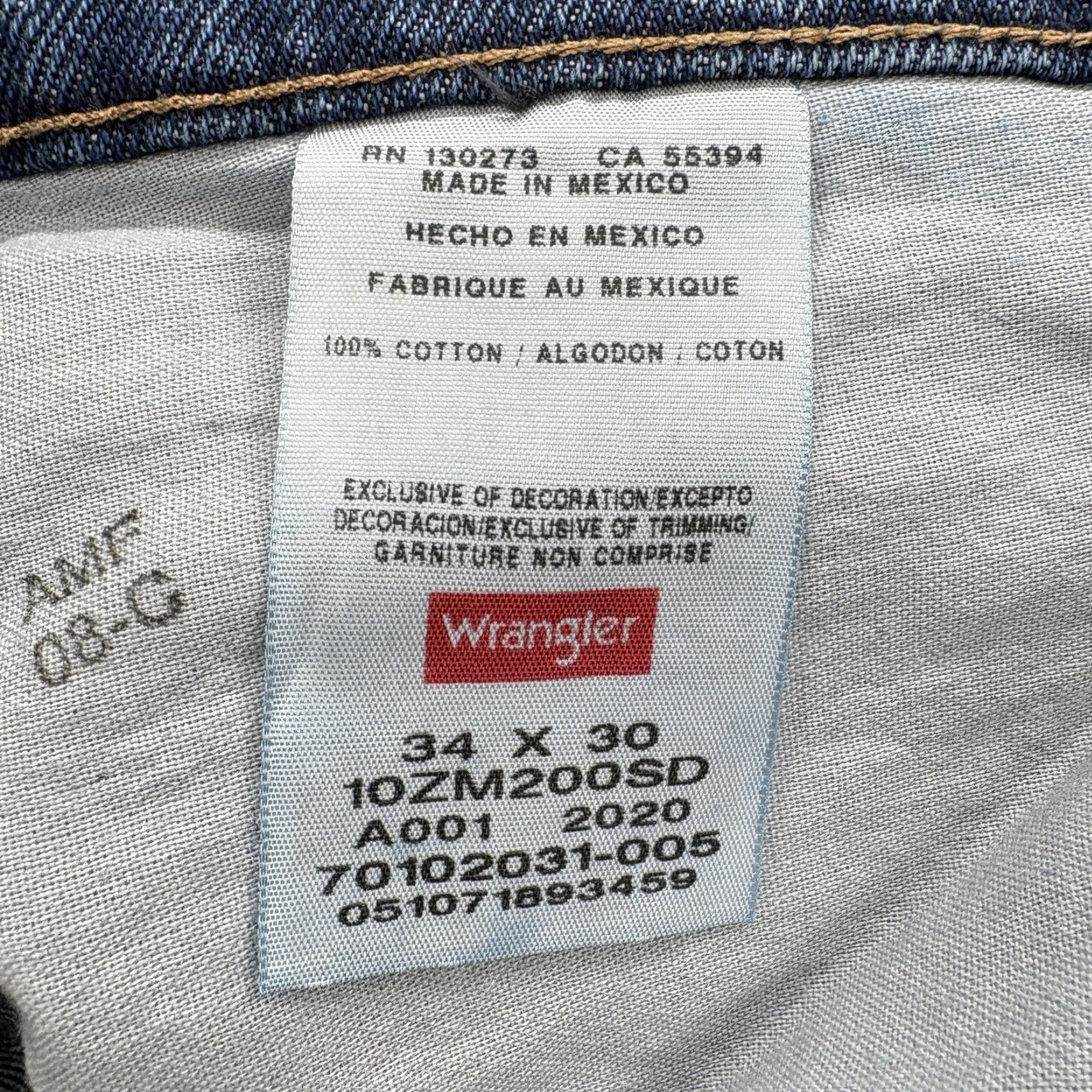 Wrangler Wrangler Jeans Mens 34x30 Blue Dark Wash Relaxed Straight Denim Pants Size US 34 / EU 50 - 4 Thumbnail