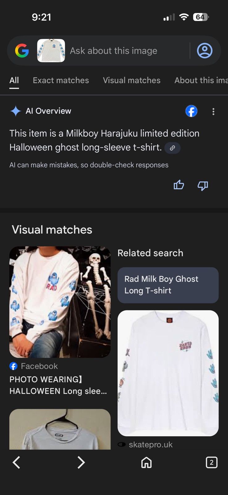 Vintage ‼️RARE‼️MILKYBOY HARAJUKU LIMITED EDITION HALLOWEEN GHOST💥 Size US XXL / EU 58 / 5 - 16 Thumbnail