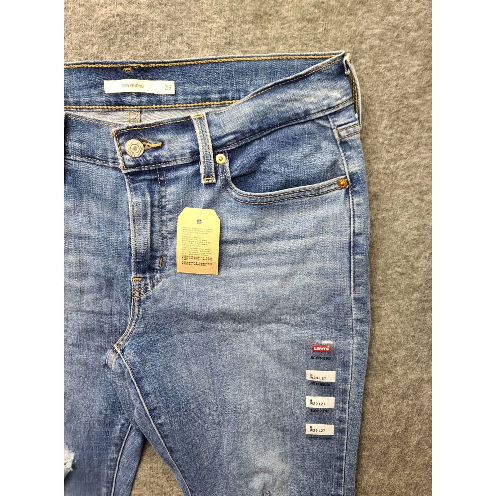 Levi's VINTAGE Levi's Jeans Womens 8 Boyfriend Relaxed Fit Mid Rise Tapered Leg Distressed Blue 5-Pocket Denim Clothing Womens Jeans Boys? Size 30" / US 8 / IT 44 - 7 Thumbnail