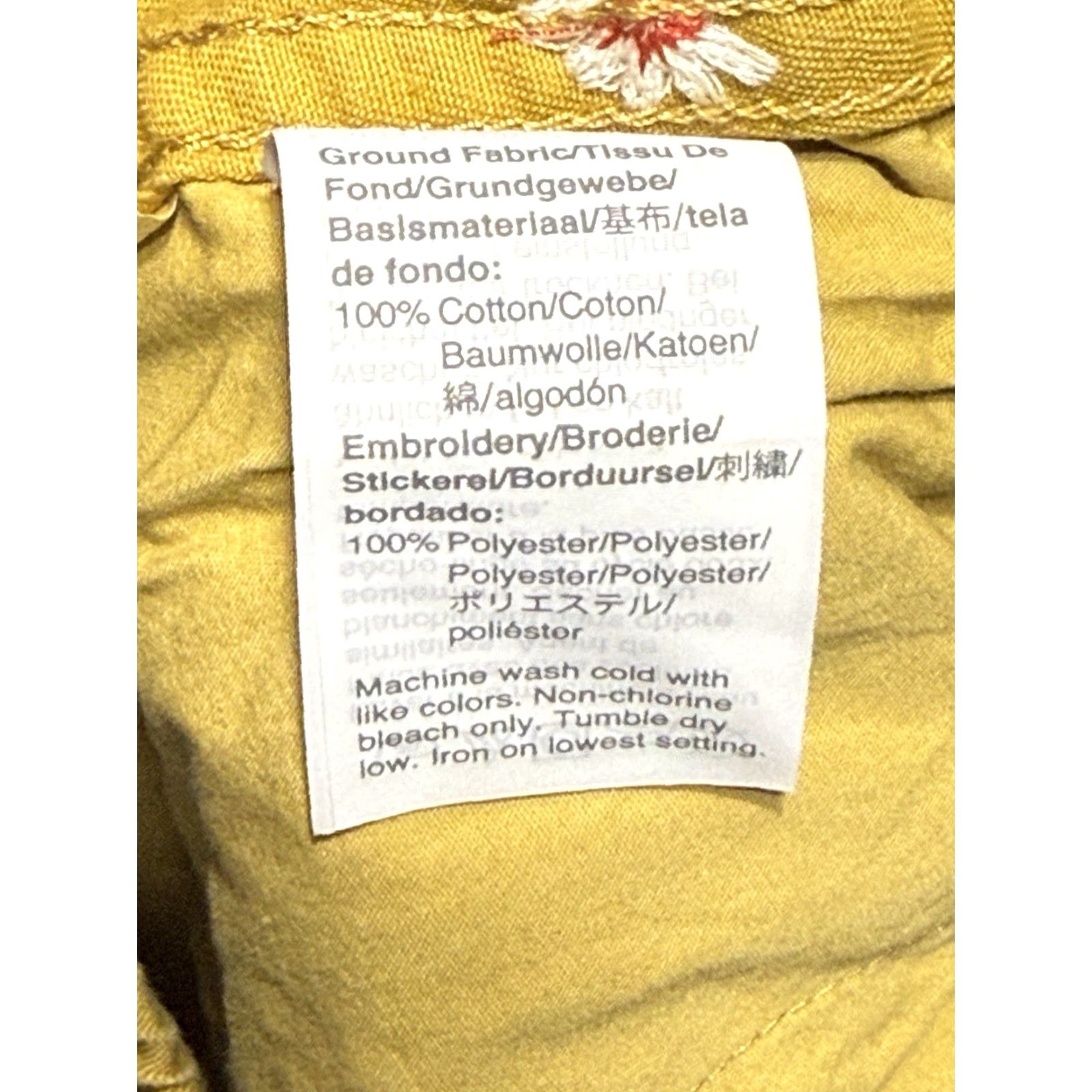 Madewell Madewell Pants Adult Medium Yellow Daisy Embroidered Print Pull-On Relaxed Straight Chino Womens Size 32" / US 10 / IT 46 - 5 Thumbnail