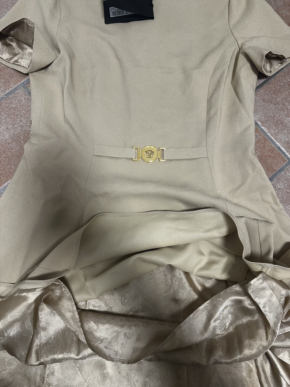 Versace Versace Beige Medusa ‘95 Mini Dress Size L / US 10 / IT 46 - 7 Thumbnail