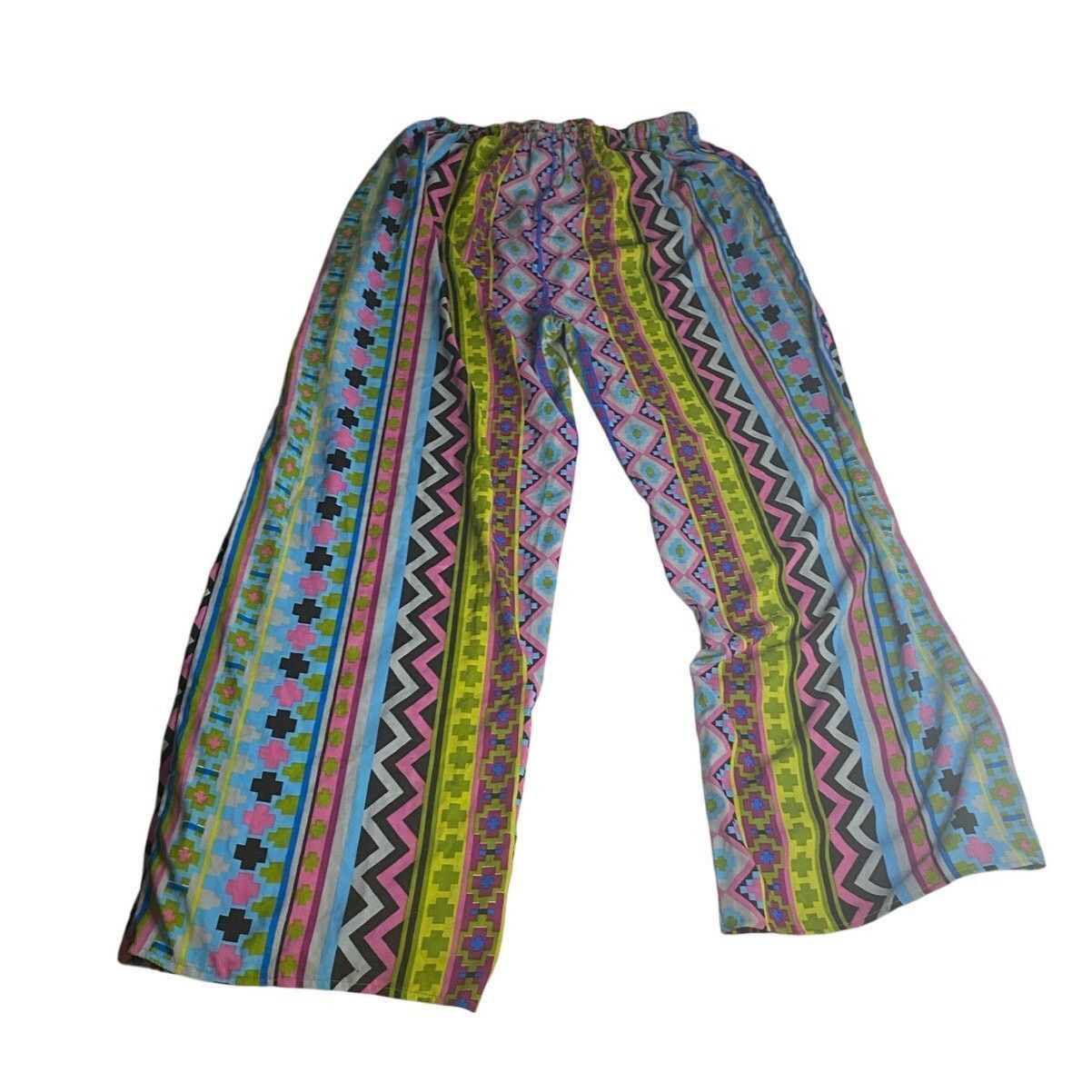 Other Boho Festival Geometric Print Wide Leg Rayon Pants Rashi Size 27" / US 4 / IT 40 - 5 Thumbnail