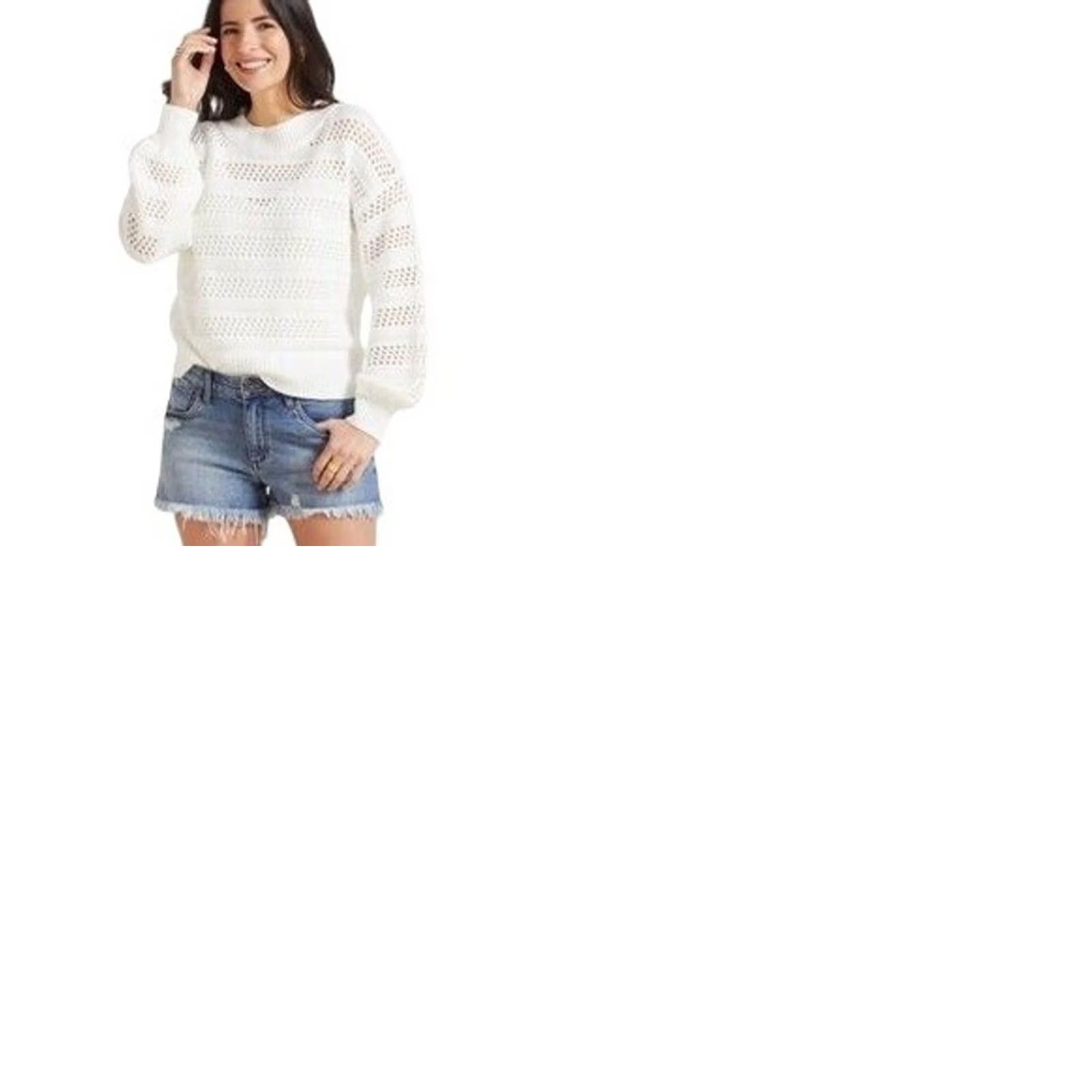 Vintage Allison Joy Sweater Womens S Ivory White Open Knit Pointelle Balloon Sleeve Crochet Size S / US 4 / IT 40 - 10 Thumbnail