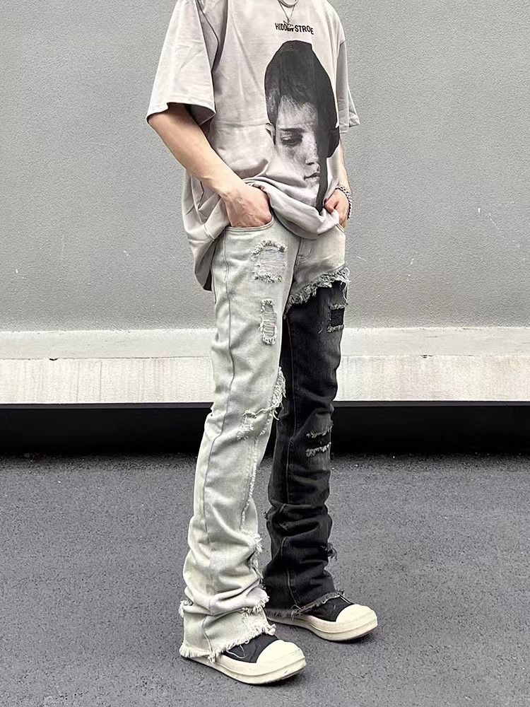 Japanese Brand × Jean Vintage washed black and white patchwork jeans Size US 32 / EU 48 - 2 Thumbnail