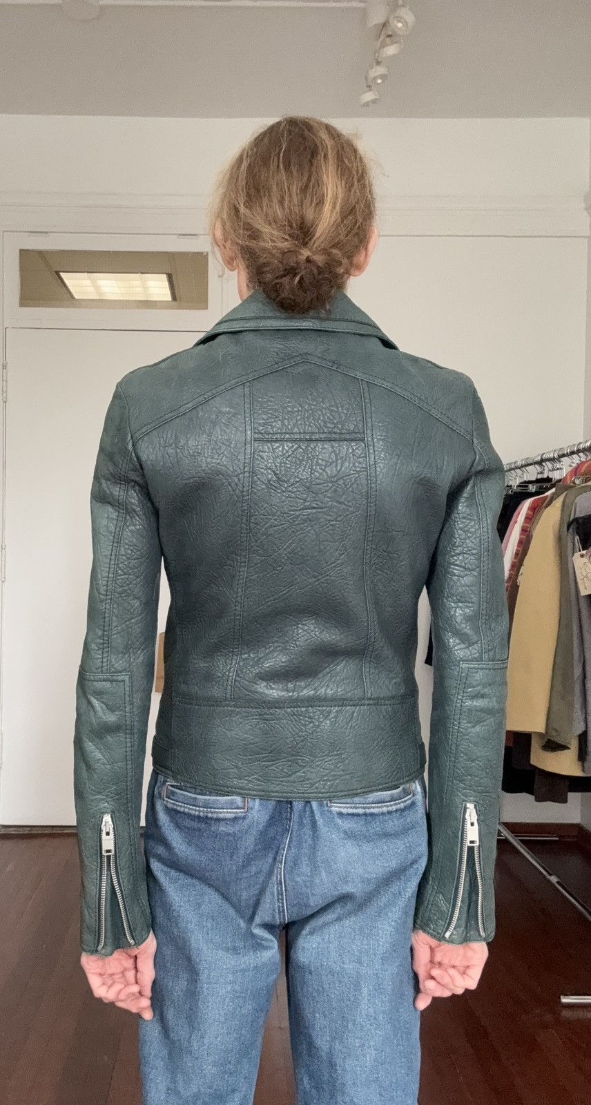 Balenciaga Balenciaga AW2014 Green Lamb Leather Biker Jacket Size US S / EU 44-46 / 1 - 10 Thumbnail