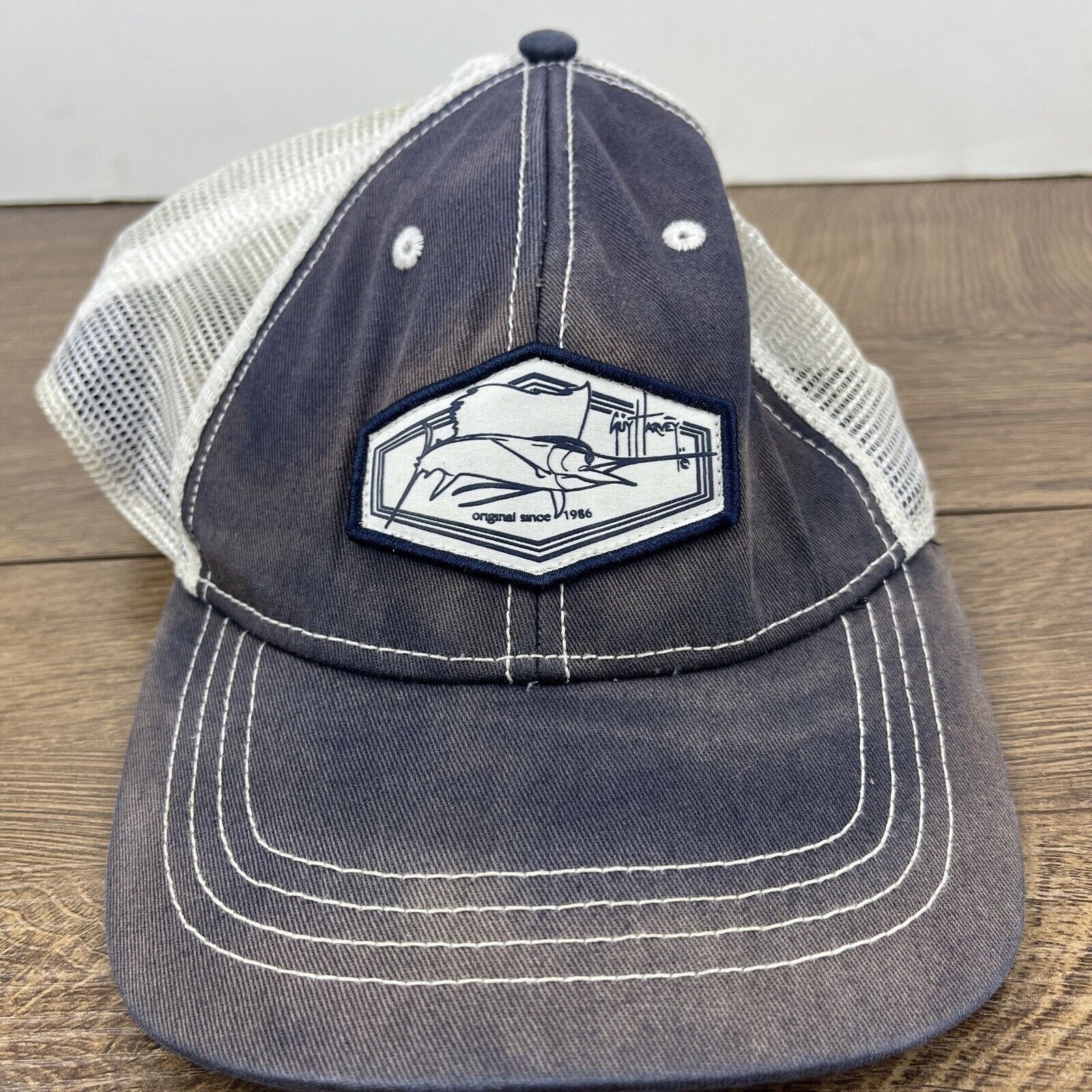 Guy Harvey Guy Harvey Blue Gray Hat Adjustable Adult Size Hat Gray Cap Size ONE SIZE - 3 Thumbnail