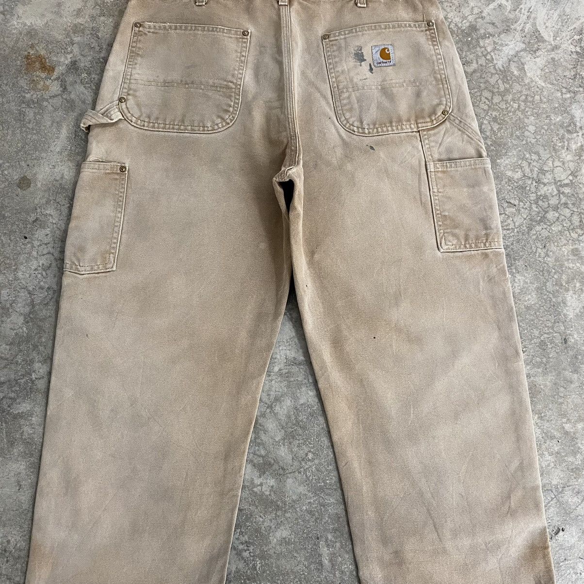 Carhartt VTG Carhartt Double Knee Faded Tan Dirty Carpenter Pants Size US 35 - 20 Thumbnail