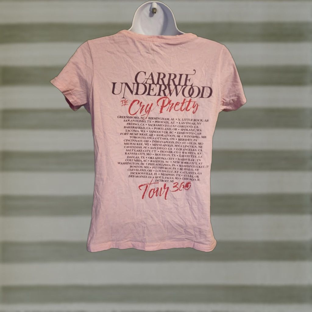Pinko Womens Carrie Underwood Cry Pretty Tour 360 Pink T Shirt Size S Juniors Crew Neck Short Sleeve 100% Cotton Regular Basic Music Shirt Womens Size S / US 4 / IT 40 - 1 Thumbnail