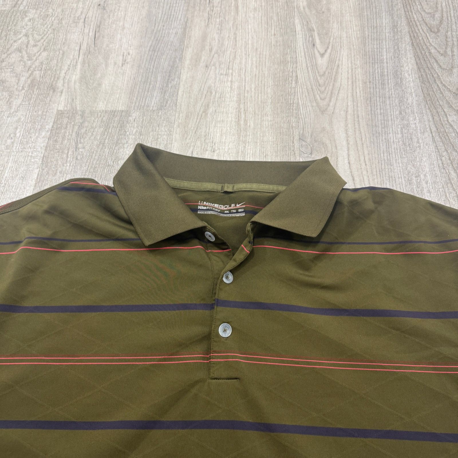 Nike Nike Golf Polo Shirt Mens 2XL XXL Green Striped Golfing Size US XXL / EU 58 / 5 - 3 Thumbnail