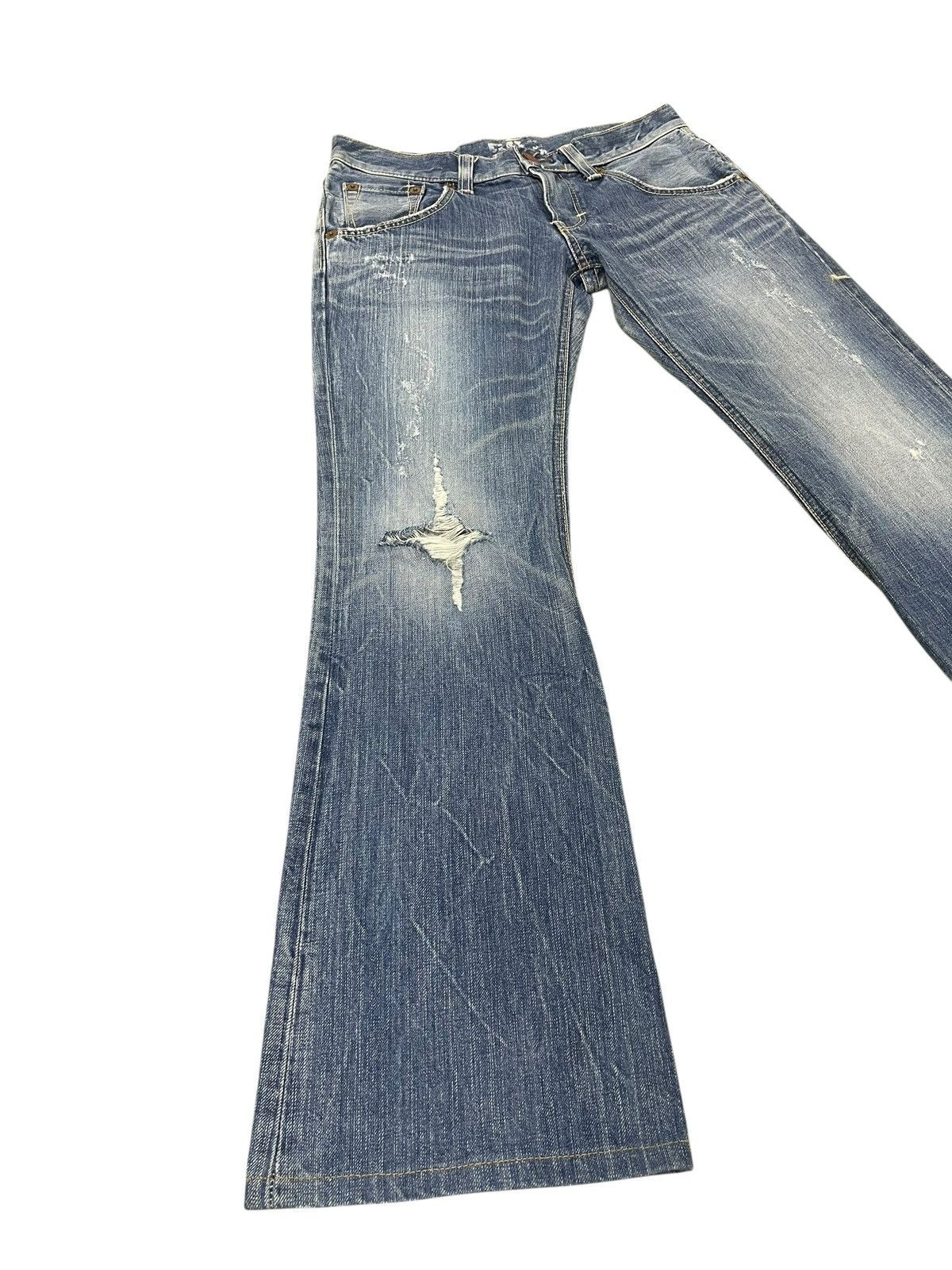 If Six Was Nine Flare Jeans Edwin Japan Distress Low Rise Boot Cut 2🟦0 Size US 30 / EU 46 - 1 Thumbnail