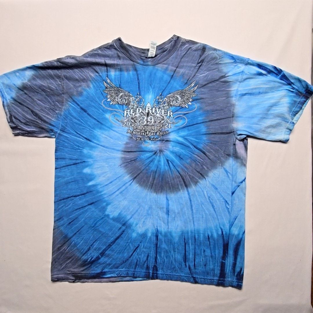 Other Red River Memorial Day Rally Tie Dye Blue XL Biker Shirt Size US XL / EU 56 / 4 - 3 Thumbnail