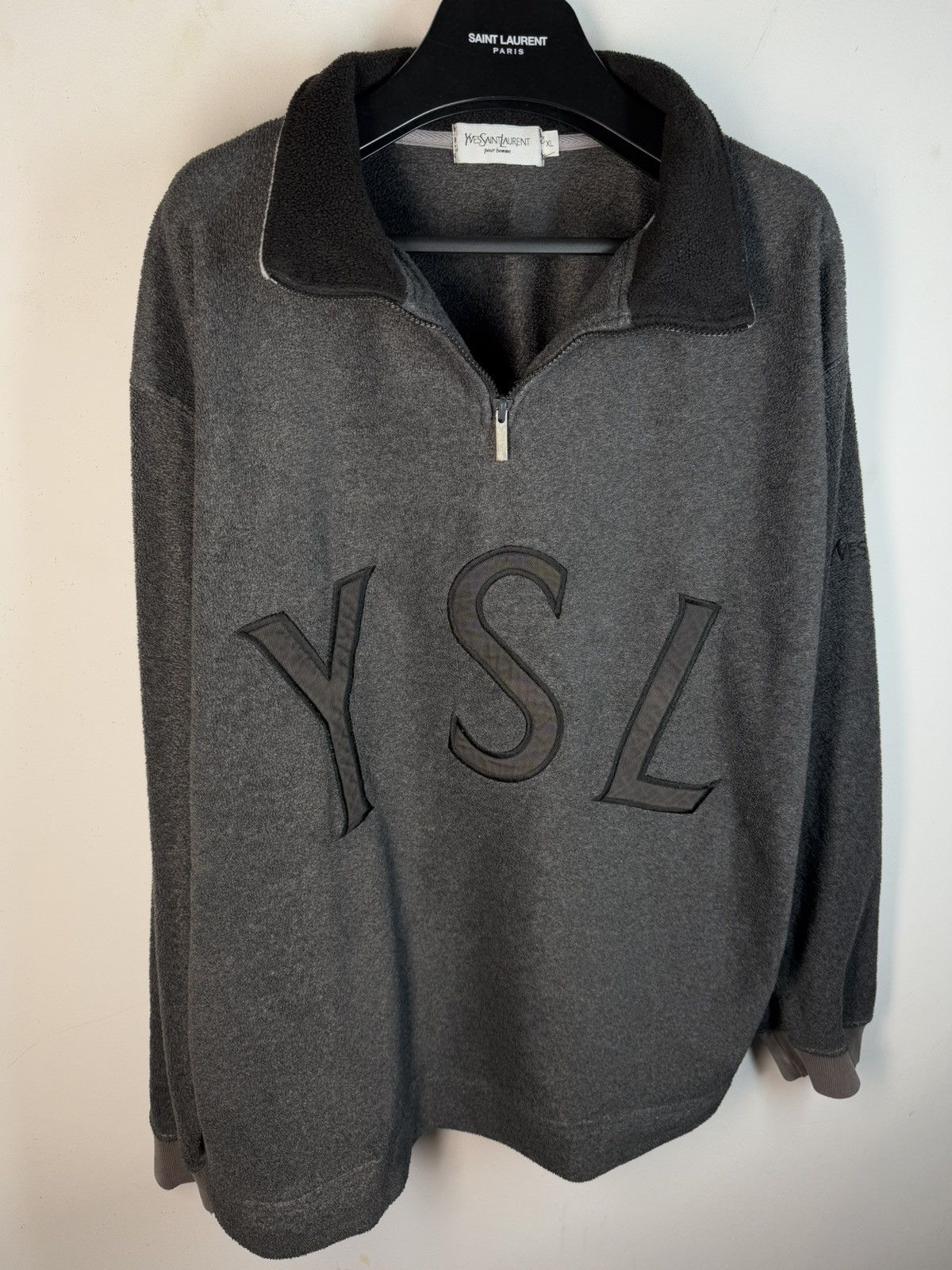Yves Saint Laurent Fleece YSL Sweatshirt 1/4 Quarter Zip Up Logo Sweater Y2k Size US XL / EU 56 / 4 - 19 Thumbnail
