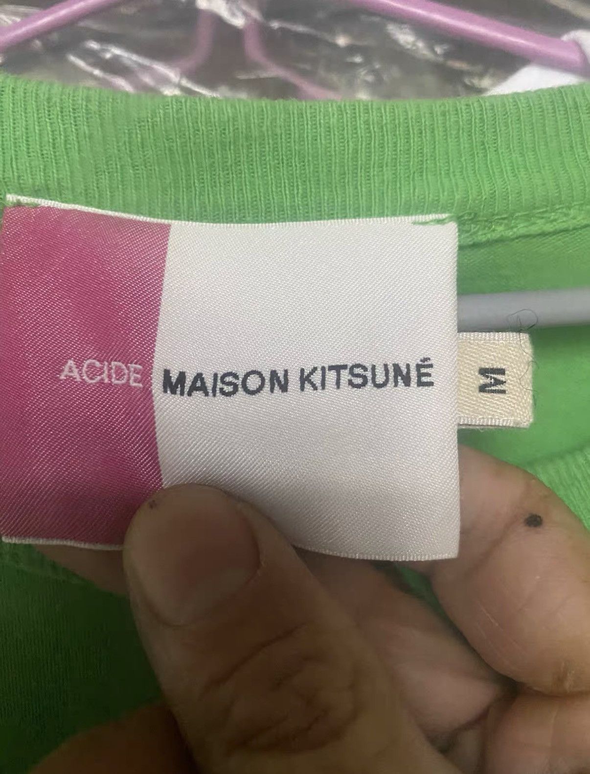 Maison Kitsune Maison Kitsuné Fluorescent Green T-shirt J35 Size US M / EU 48-50 / 2 - 2 Thumbnail