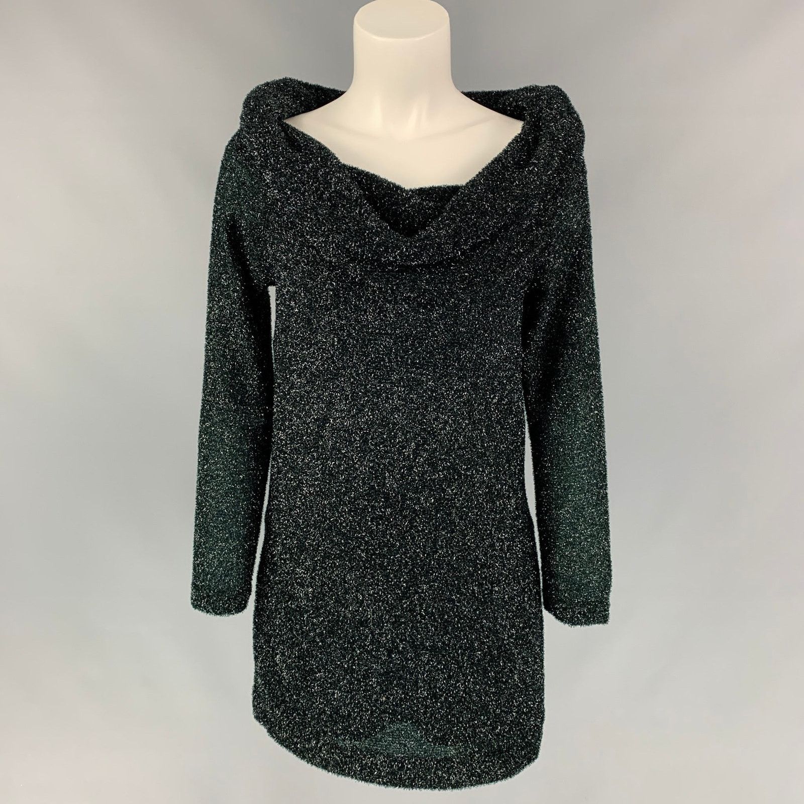 Other M Black Metallic Polyamide Blend Cowl Collar Sweater Size M / US 6-8 / IT 42-44 - 1 Thumbnail