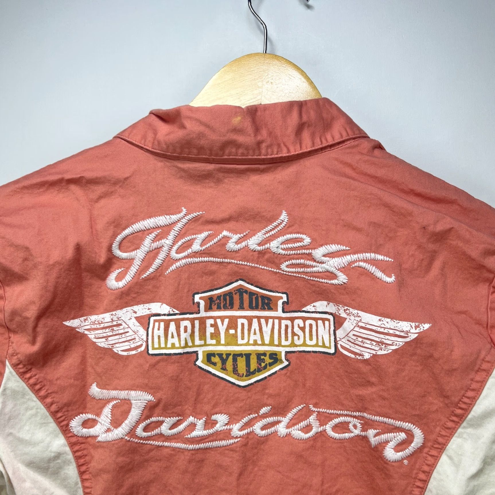 Harley Davidson VINTAGE Harley-Davidson Shirt Womens y2K Zip Up Short Sleeve Medium Pink Size M / US 6-8 / IT 42-44 - 3 Thumbnail