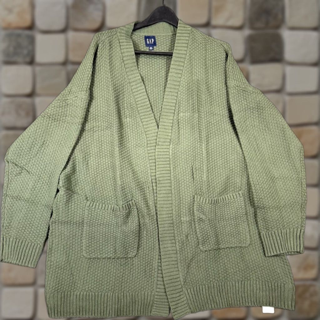 Gap Gap Open Front Cardigan Sweater Womens 2XL Olive Green Long Sleeve Pockets NWT Size XXL / US 16-18 / IT 52-54 - 1 Thumbnail