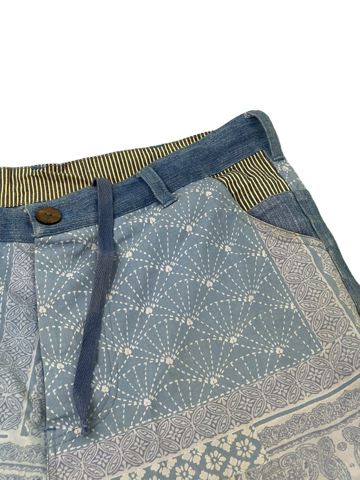 Japanese Brand Baggy Tapered Amina Japanese Pattern Thin Denim 6🟦6 Size US 35 - 10 Thumbnail