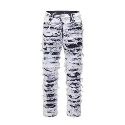 Japanese Brand × Jean Opium Distressed Baggy Stack Jeans Size US 34 / EU 50 - 4 Thumbnail