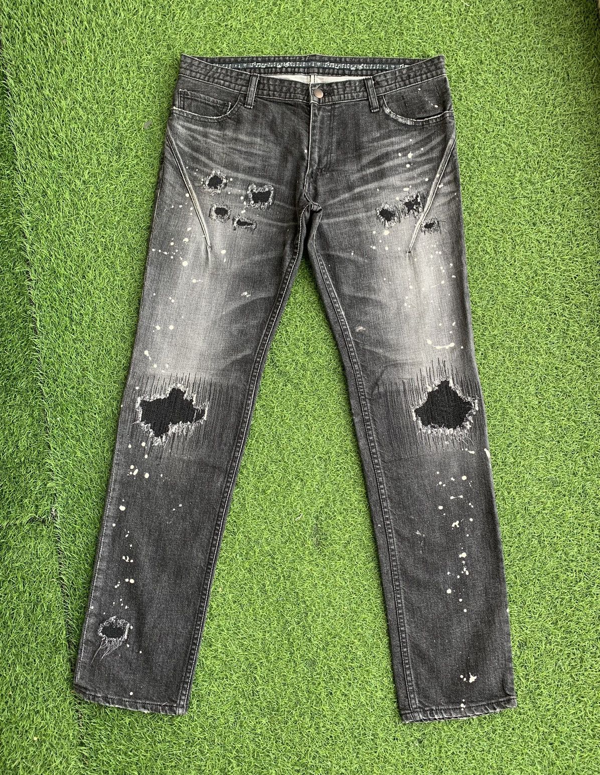 Number (N)ine 🔥Number (N) Distressed Splatter Denim Jeans Size US 32 / EU 48 - 11 Thumbnail