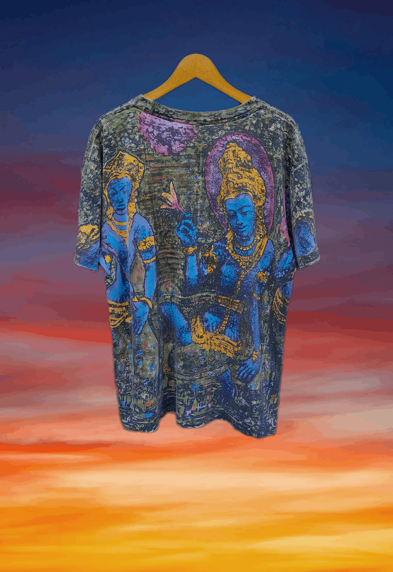 Vintage Vintage early 90s Buddhism art All Over Print t-shirt Size US L / EU 52-54 / 3 - 2 Thumbnail