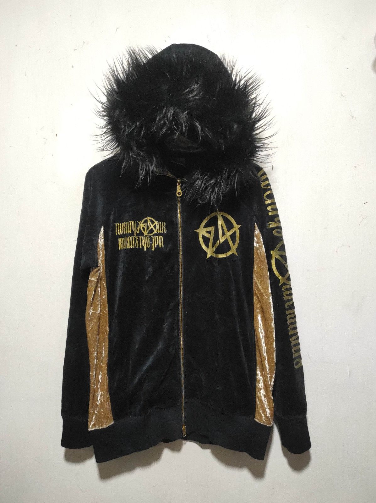 Japanese Brand 24 Karate Velvet double zip fur hoodie LGB style Size US L / EU 52-54 / 3 - 11 Thumbnail