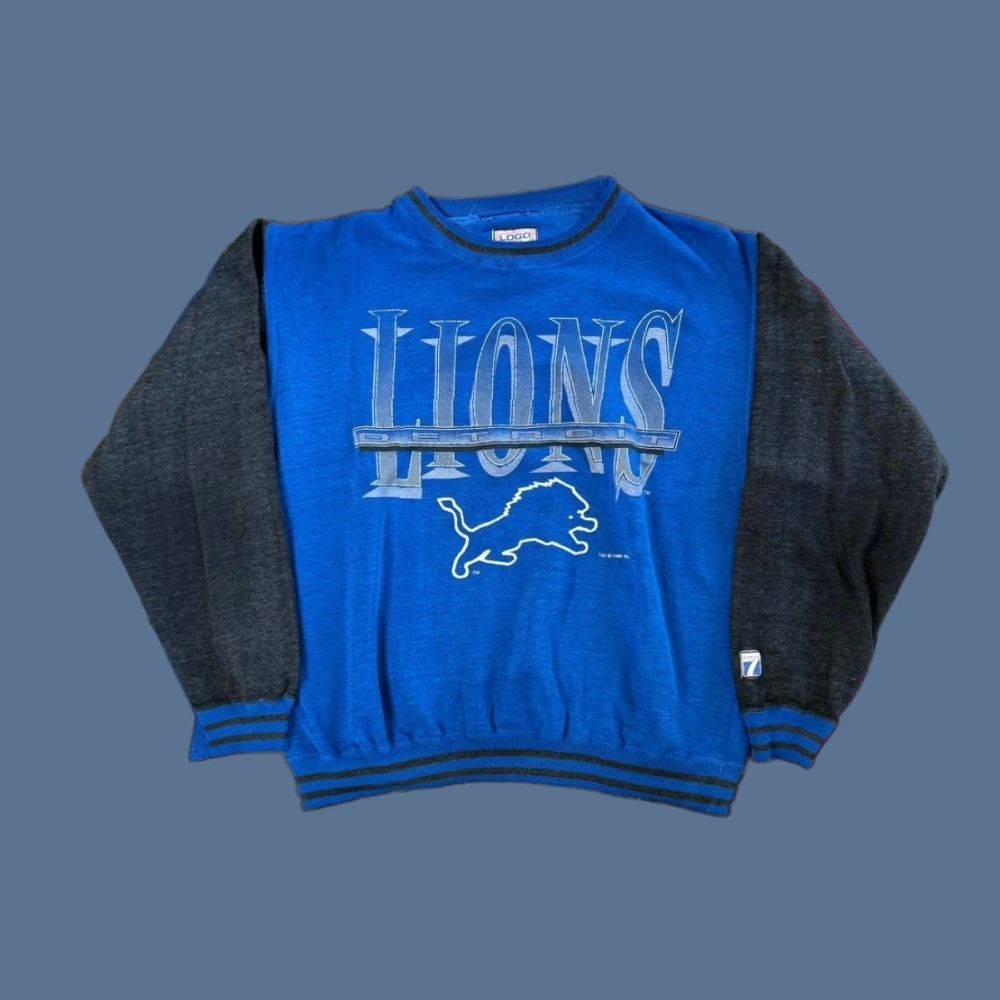 Logo 7 VINTAGE Logo 7 Sweatshirt Crewneck Detroit Lions Blue L Men's 90s Sports USA 1995 Size US L / EU 52-54 / 3 - 1 Thumbnail