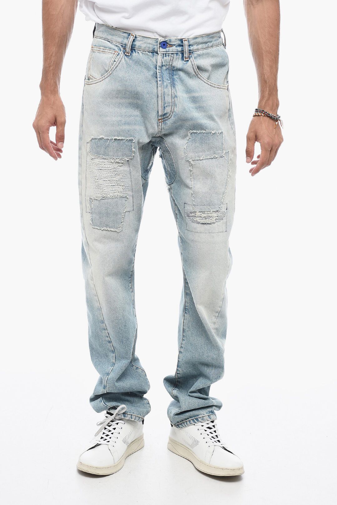 Marcelo Burlon og1mm0824 Vintage Effect Twist Jeans in Light Blue Size US 36 / EU 52 - 1 Thumbnail