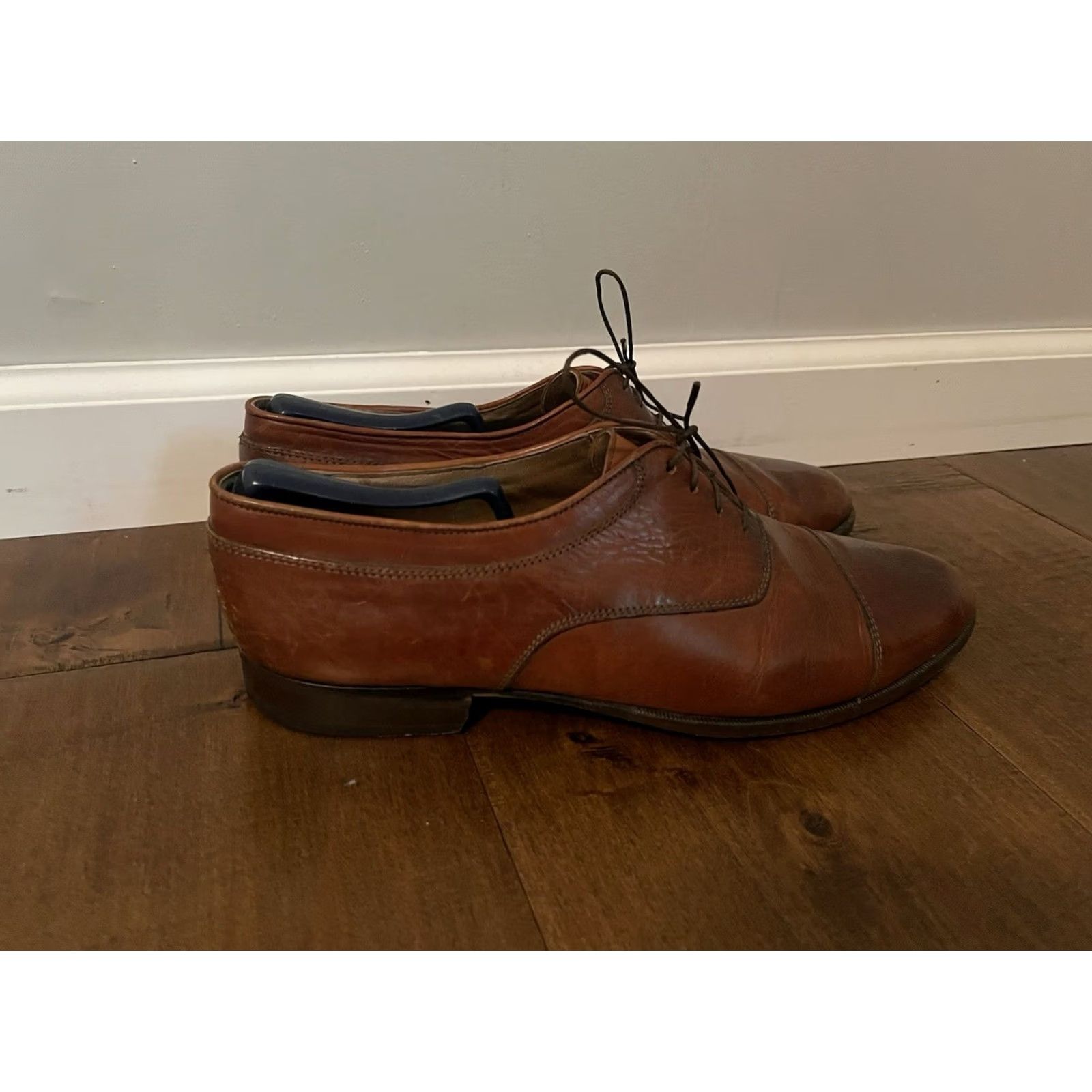 Johnston & Murphy VINTAGE Johnston & Murphy Brown Cap Toe Oxfords Shoes Men's 11W Italy Leather Size ONE SIZE - 2 Thumbnail