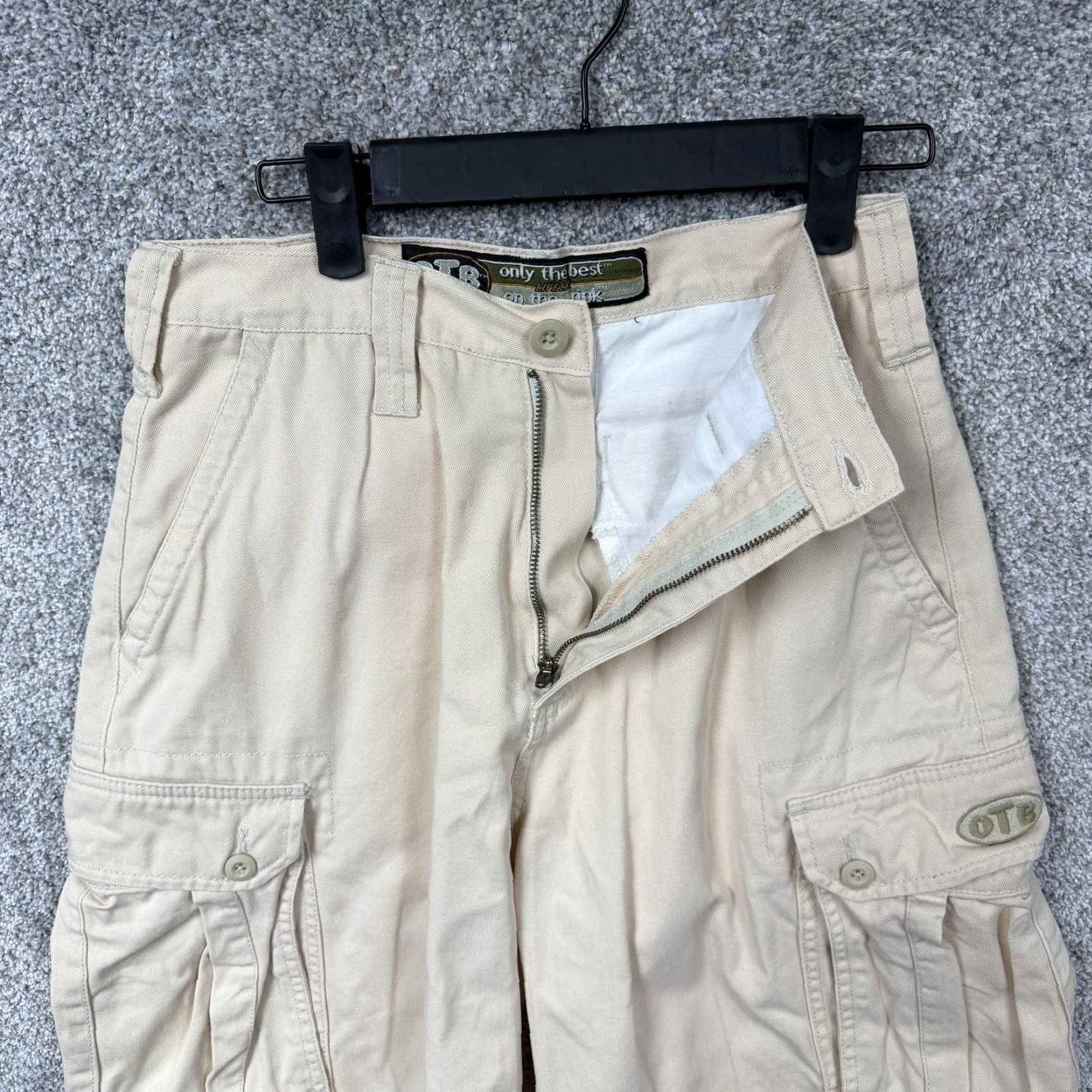 Vintage Vtg OTB Cargo Shorts Mens 28x9 Beige Canvas Cargo Pocket Pockets Flat Front Zip Fly Modern Grunge Outdoor Retro 90s Mens Size US 28 / EU 44 - 7 Thumbnail