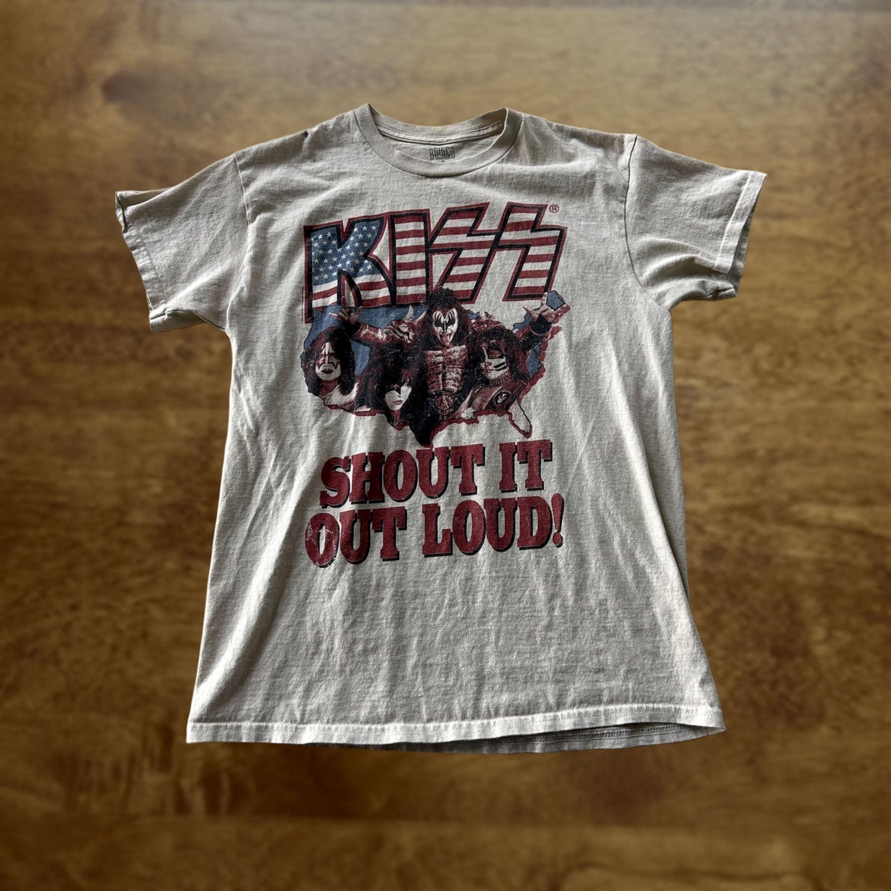 Bravado KISS Shout It Out Loud Shirt Mens Medium Beige Bravado USA Flag Tee Size US M / EU 48-50 / 2 - 1 Thumbnail