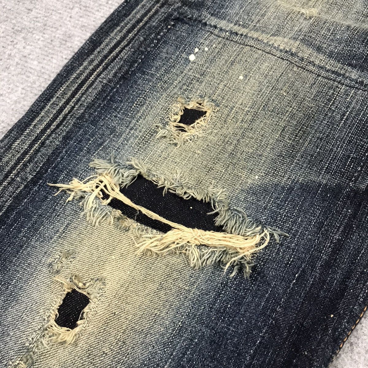 If Six Was Nine × Le Grande Bleu (L.G.B.) RIPPED DISTRESSED PATCHWORK EDWIN JAPANESE DENIM PANTS Size US 30 / EU 46 - 8 Thumbnail