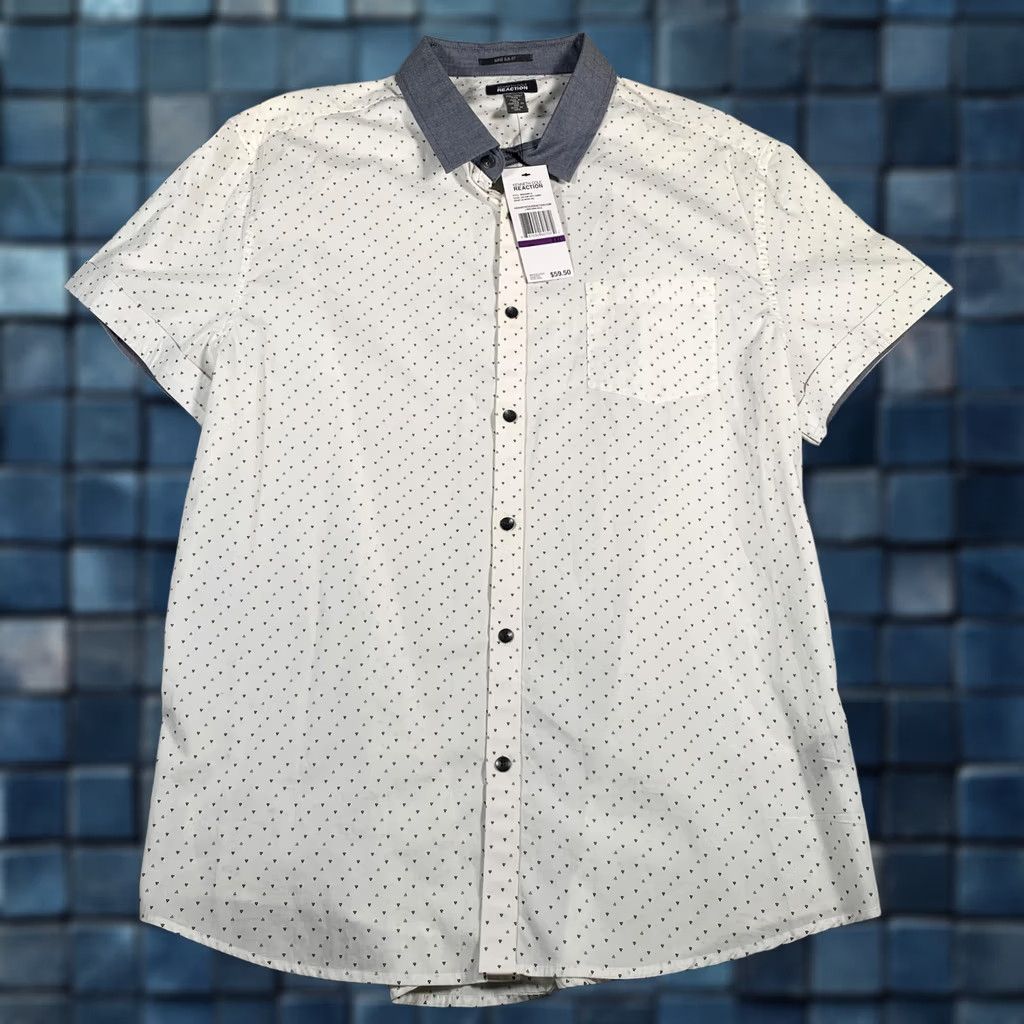 Kenneth Cole Kenneth Cole Reaction Mens 2XL Super Slim Fit Shirt Short Sleeve Micro Print Size US XXL / EU 58 / 5 - 1 Thumbnail