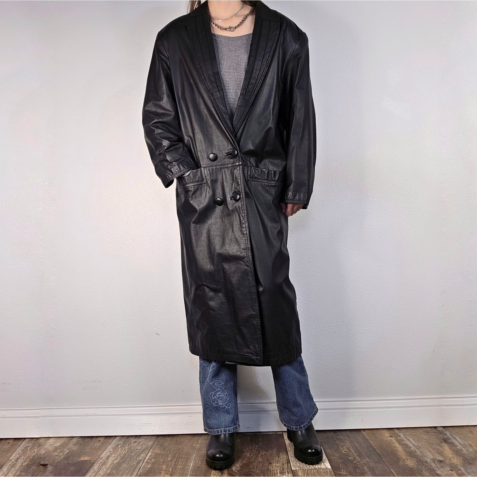 Vintage Vintage leather Trench Double Breasted Trench Coat Size M / US 6-8 / IT 42-44 - 2 Thumbnail