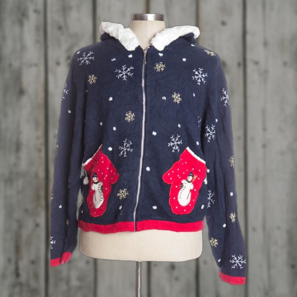 Vintage VINTAGE Reference Point Cardigan Shirt Blue 37441 L Adult Large Men Women Snowflakes Christmas Ramie Cotton Size L / US 10 / IT 46 - 1 Preview