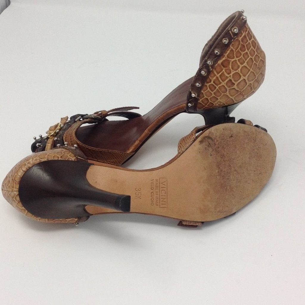 Giuseppe Zanotti Giuseppe Zanotti Y2K Studded Brown Leather Caged Heels 35.5 Size US 4.5 / IT 34.5 - 11 Thumbnail