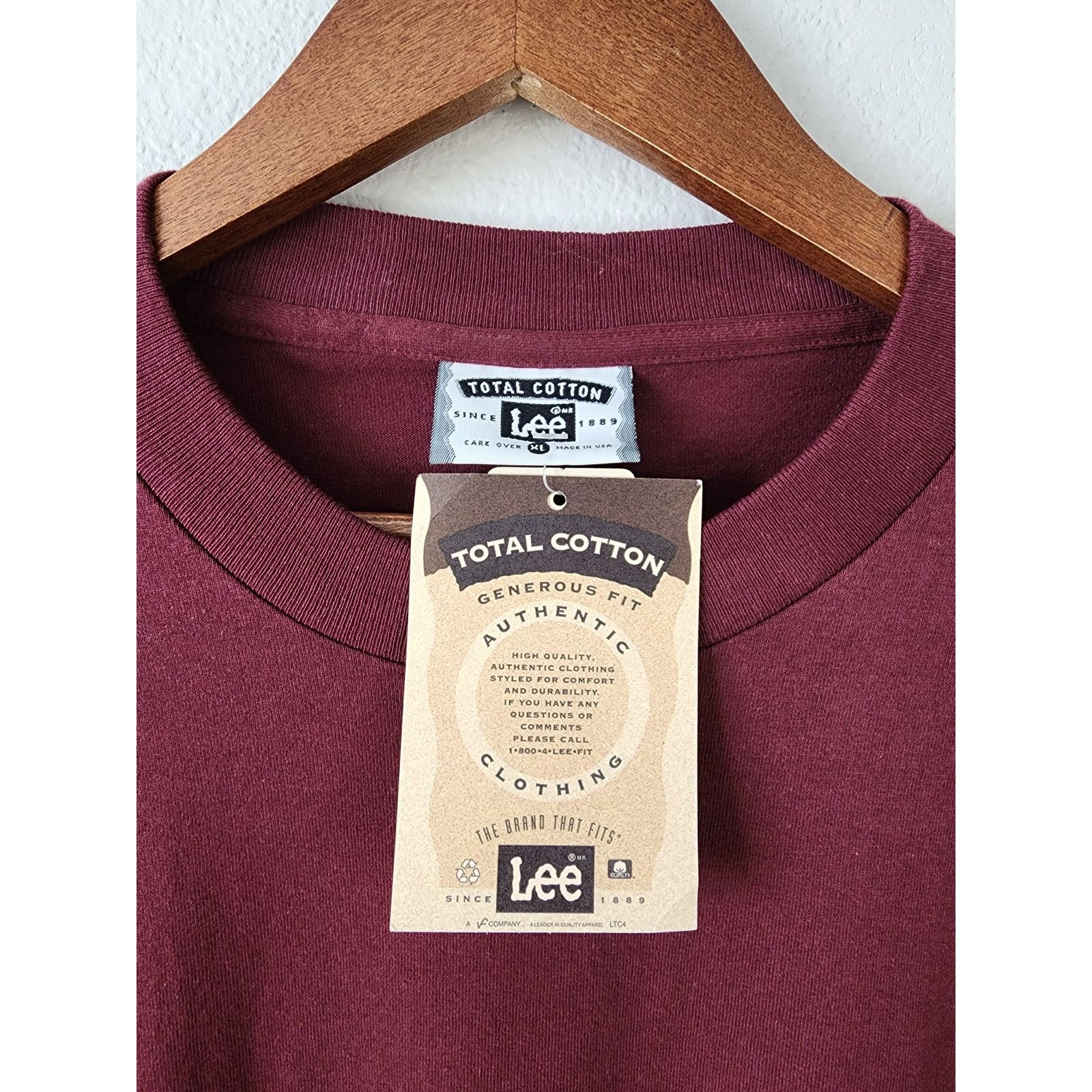 Lee Vintage Lee Blank Maroon Long Sleeve Shirt New USA XL Size US XL / EU 56 / 4 - 3 Thumbnail