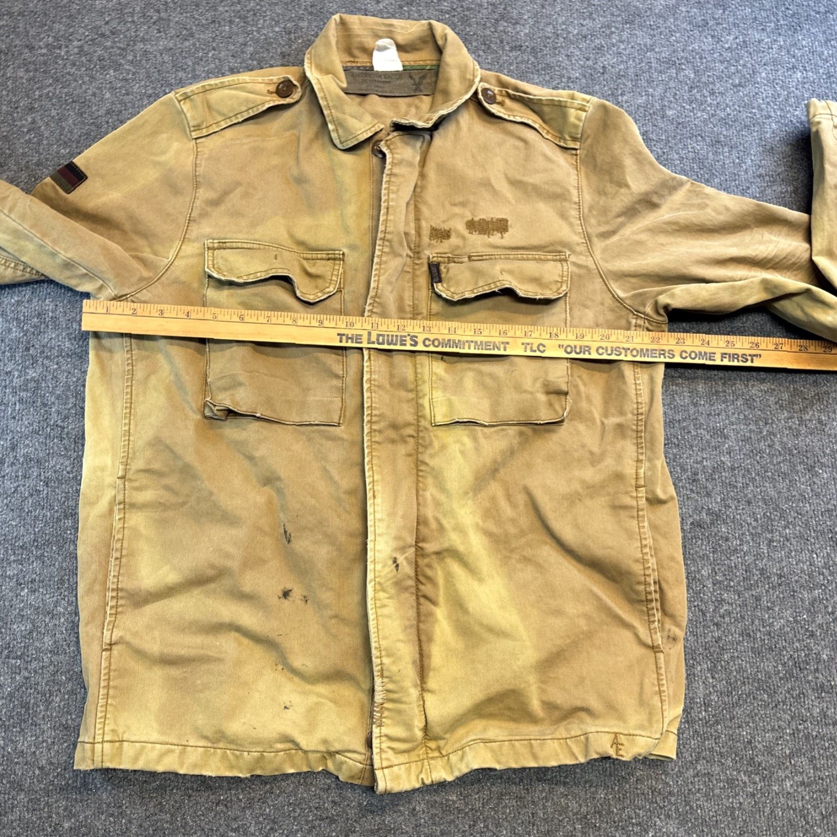 American Eagle Outfitters American Eagle Military Jacket Full Zip Men L Khaki Beige German Flag Distressed Style Shirt? Size US L / EU 52-54 / 3 - 6 Thumbnail